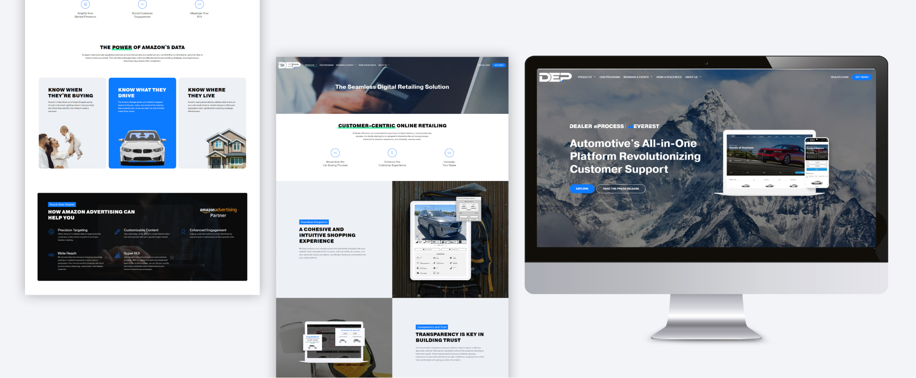 Desktop mockup of the DEP website